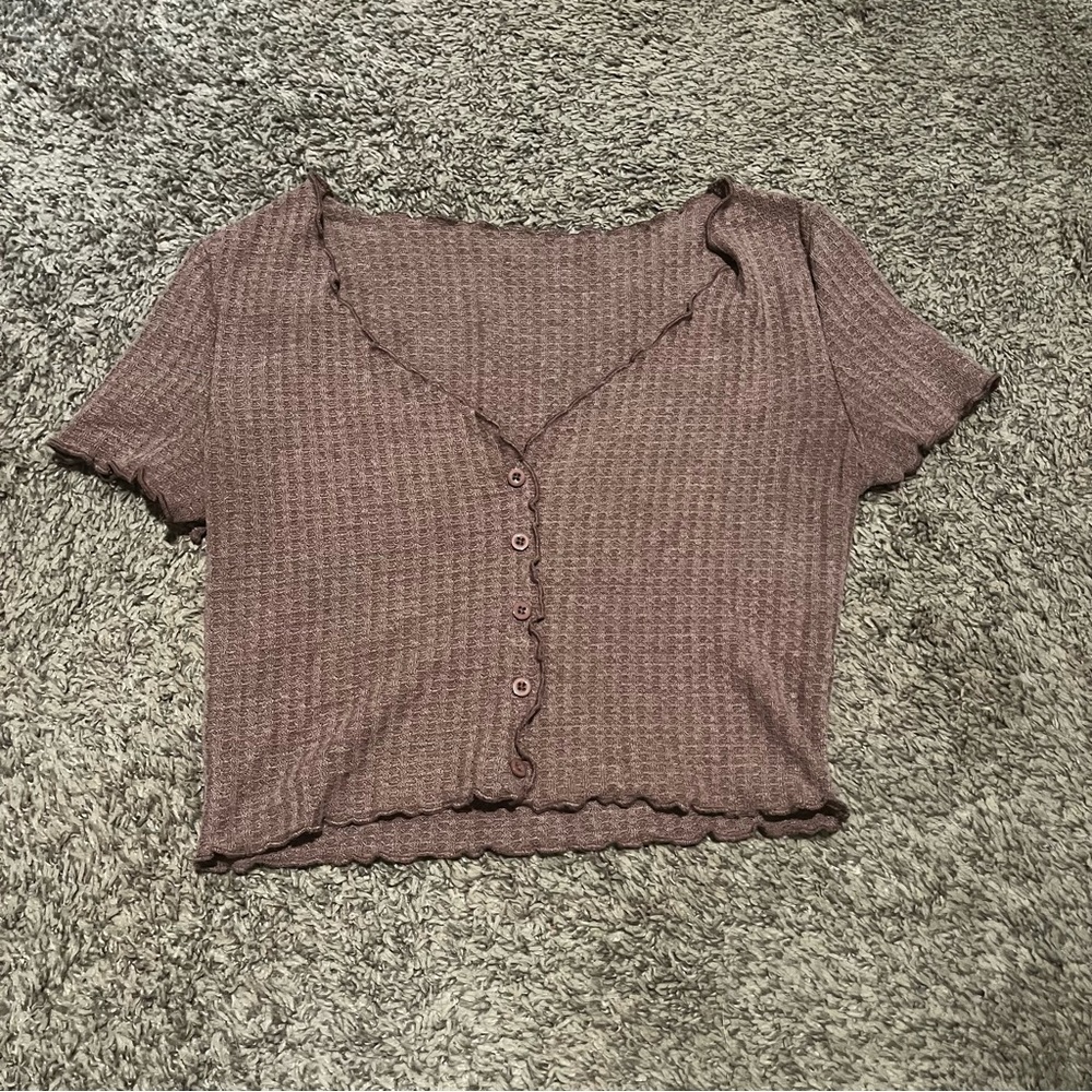 Purple Button-Up Crop Top